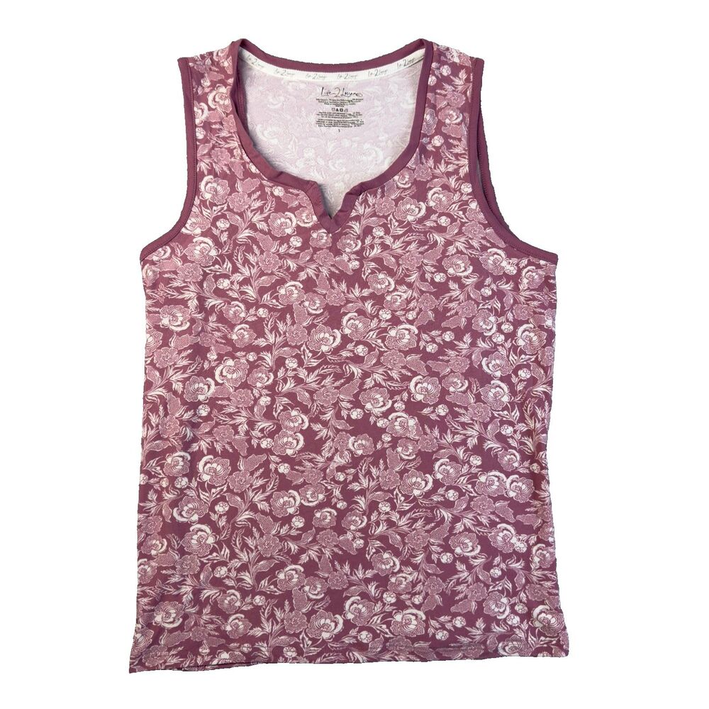Live2Lounge Tank Top Womens Small Purple White Paisley Stretch Sleeveless Soft